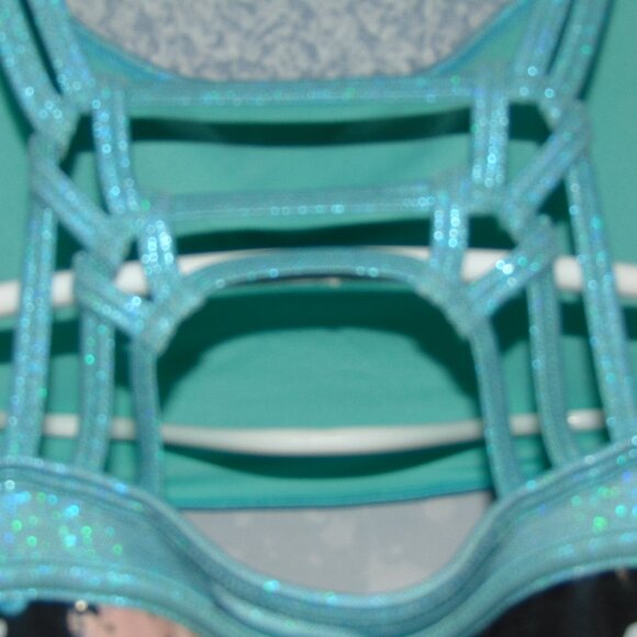 Justice Turquoise Black White Splotches Leotard NWT XL(16-18) - Picture 4 of 8